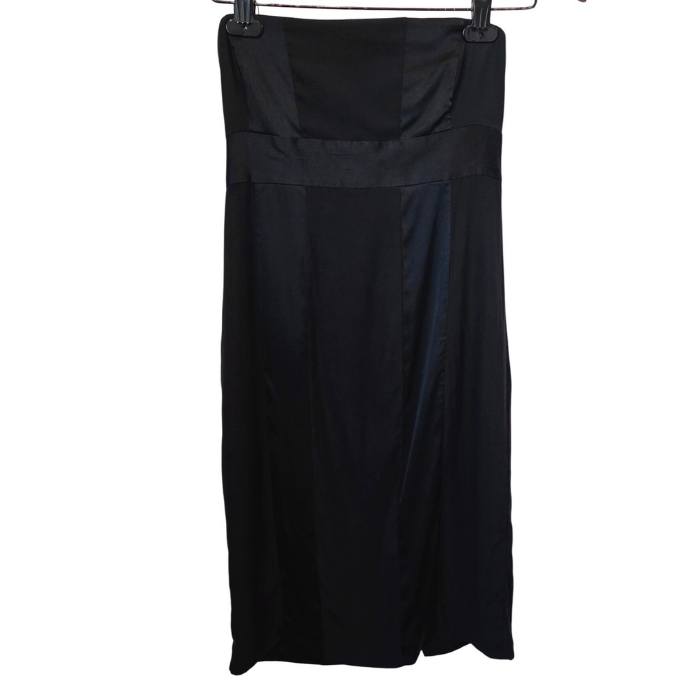 Express Strapless Silk Blend Sheath Dress Cocktail Formal Black Minimalist 2